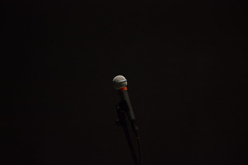 black corded microphone with stand, HD wallpaper