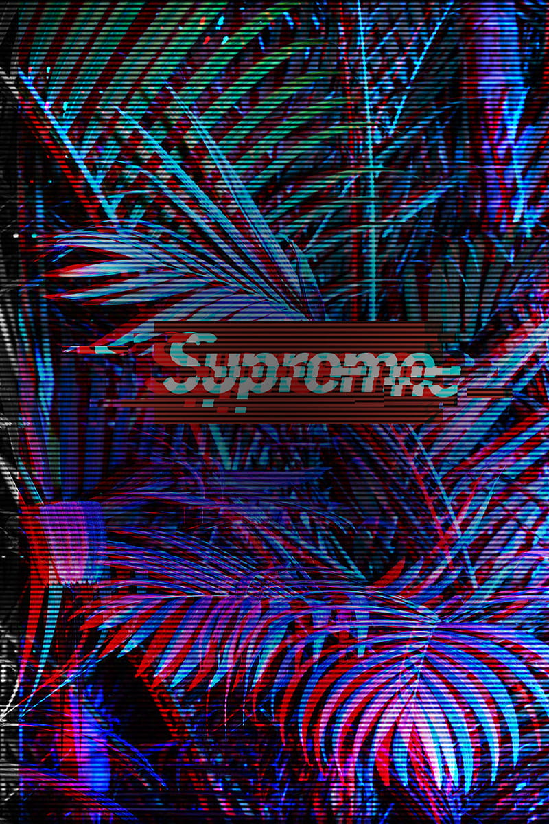 supreme, abstract, brand, colors, glitched hypebeast, logo, HD phone wallpaper
