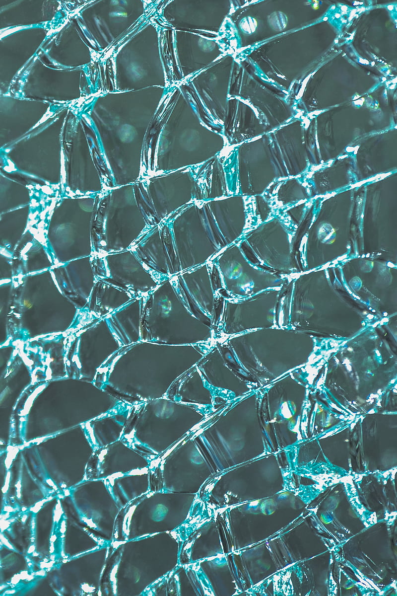 glass, cranny, broken, shards, texture, blue, HD phone wallpaper