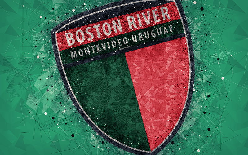 CA Boston River logo, geometric art, Uruguayan football club, green background, Uruguayan Primera Division, Montevideo, Uruguay, football, creative art, HD wallpaper