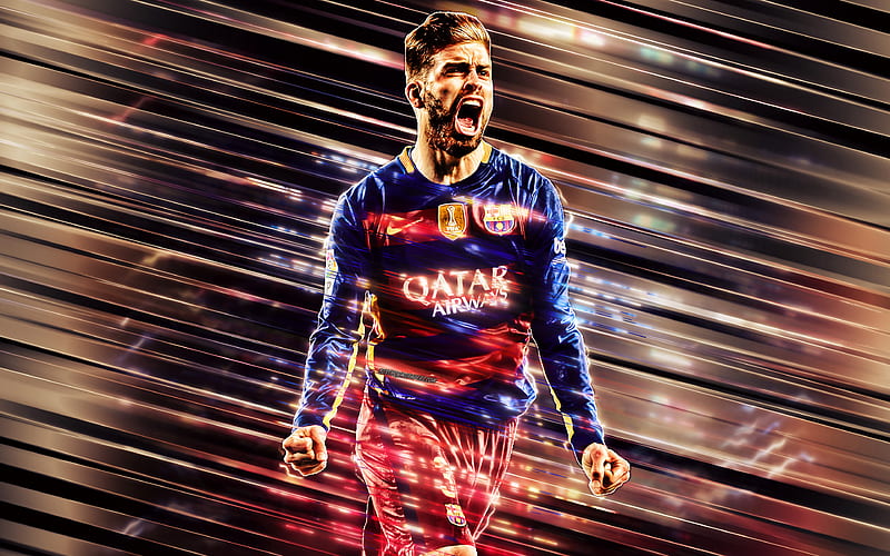 Gerard Pique, Spanish football player, defender, Barcelona FC, portrait, creative art, goal, Pique, HD wallpaper