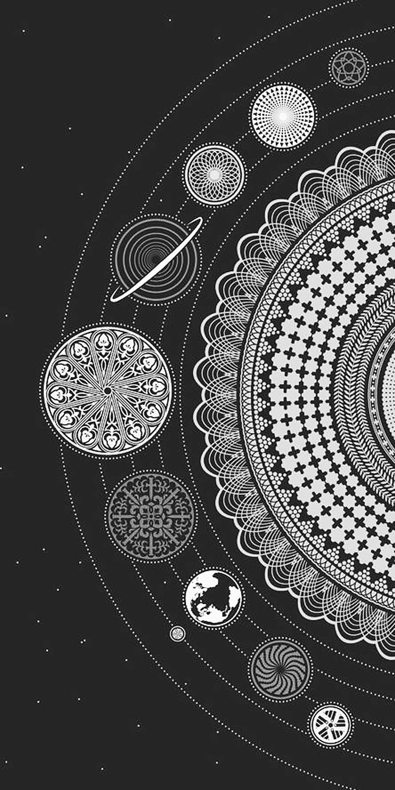 Solar System, art, black, planets, white, HD phone wallpaper | Peakpx