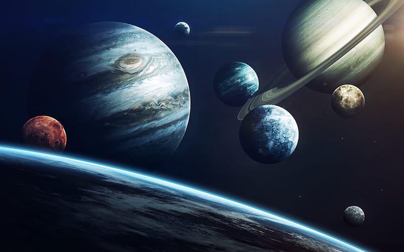 Solar system, Earth, all planets, Mars, Venus, Pluto, Uranus, Neptune, planetary series, Mercury, Saturn, Jupiter, HD wallpaper
