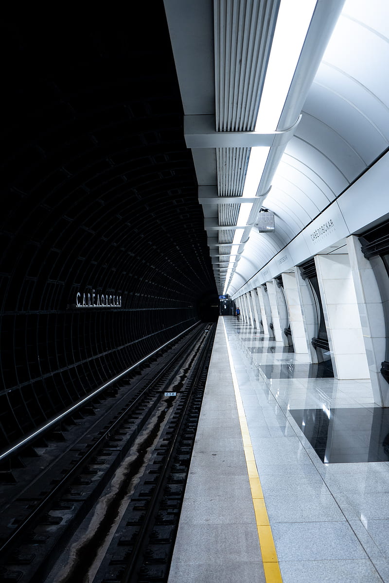 metro, station, tunnel, rails, architecture, HD phone wallpaper