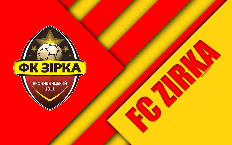 FC Zirka material design, logo, Ukrainian football club, red yellow abstraction, UPL, Kropiwnicki, Ukraine, football, Ukrainian Premier League, HD wallpaper