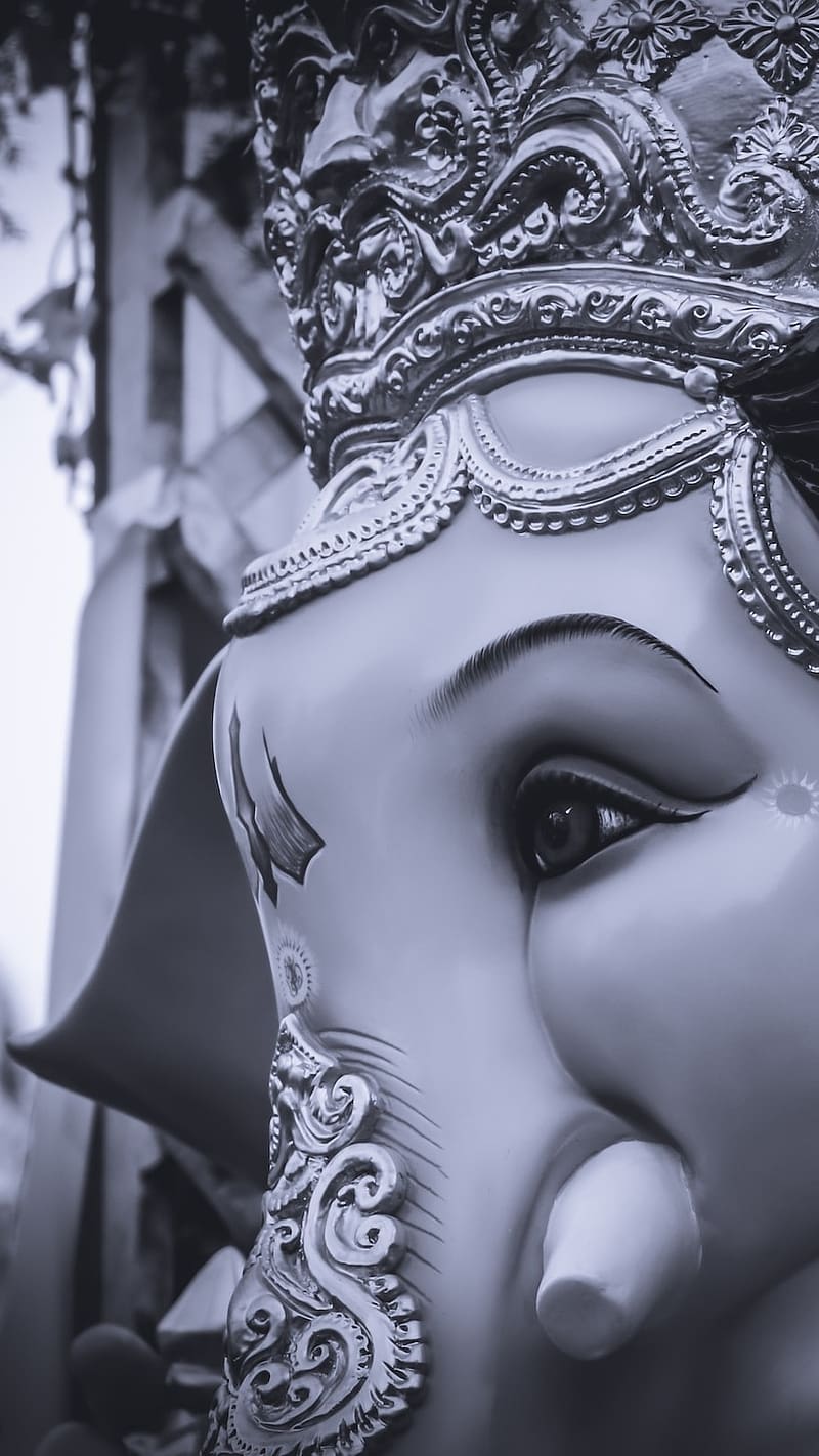 Ganpati Bappa Morya Lord Ganesha, ganpati bappa morya, lord ganesha, black and white, HD phone wallpaper