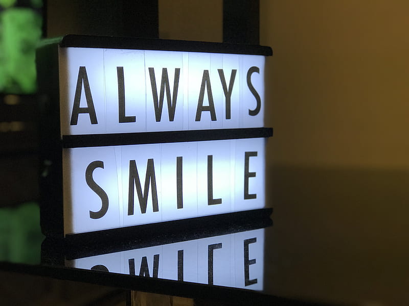 turned on Always Smile LED signage, HD wallpaper