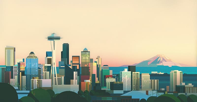 Cities, Architecture, Usa, City, Skyscraper, Building, Seattle, , Minimalist, HD wallpaper