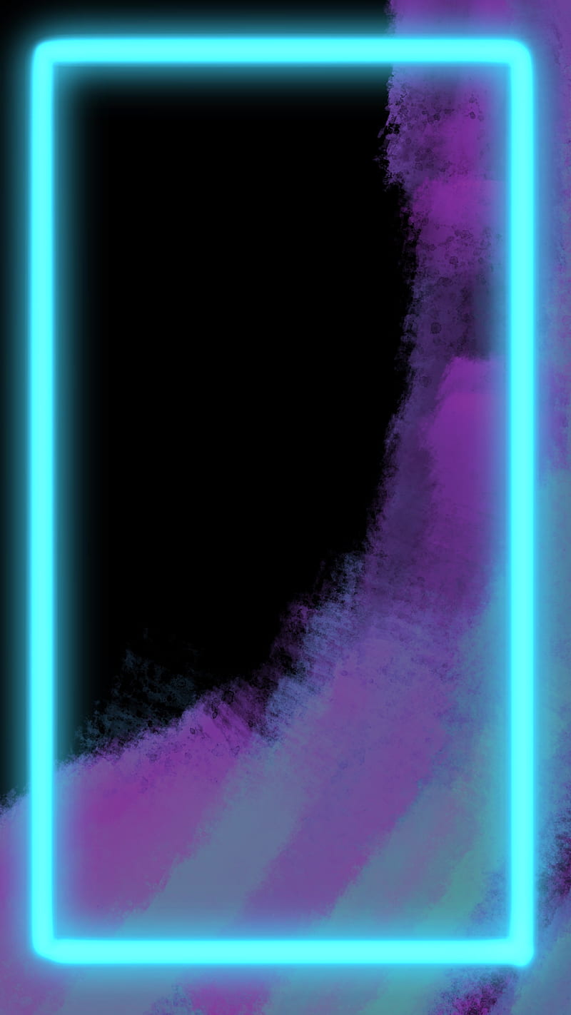 Neon art frame, abstraction, blue, edges, glowing, laser, light, shine edge, sparkle, HD phone wallpaper