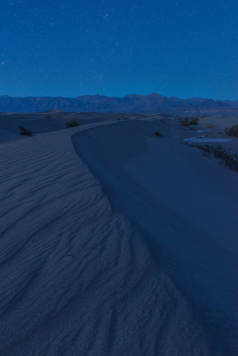 dunes, sand, desert, starry sky, night, HD phone wallpaper
