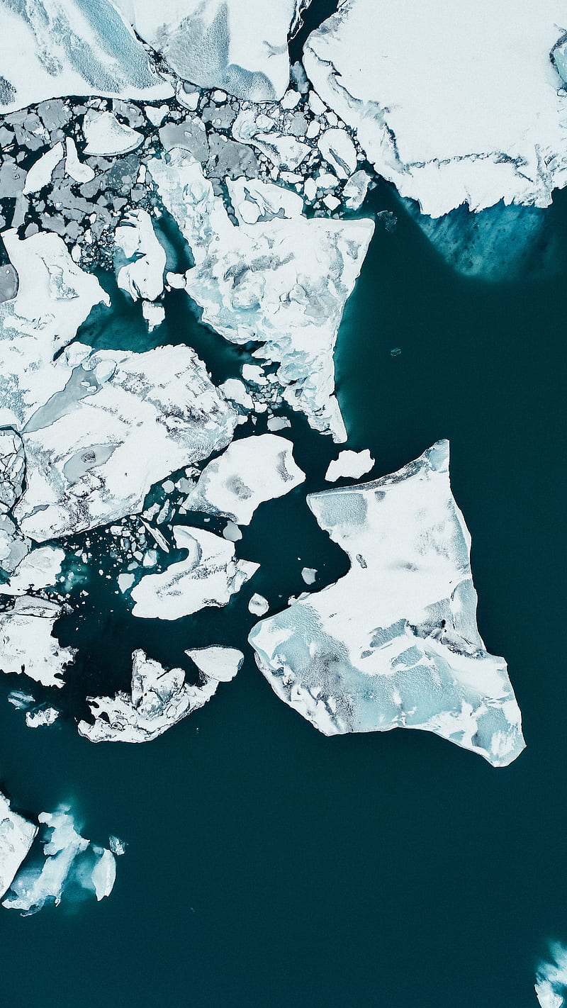 ice floe, iceberg, glacier, aerial view, HD phone wallpaper