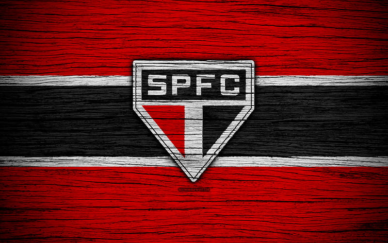 Sao Paulo Brazilian Seria A, logo, Brazil, soccer, Sao Paulo FC, football club, wooden texture, FC Sao Paulo, HD wallpaper