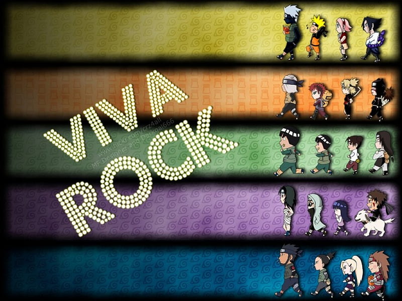 Viva Rock, naruto, sasuke, gai, kankuro, ten ten, ino, temari, neji, rock lee, sakura, kiba, chouji, shino, choji, gaara, kakashi, shikamaru, hinata, HD wallpaper