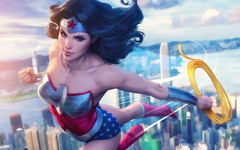 Wonder Woman HK, wonder woman, 3D, superhero, artgerm, dc comics, HD wallpaper