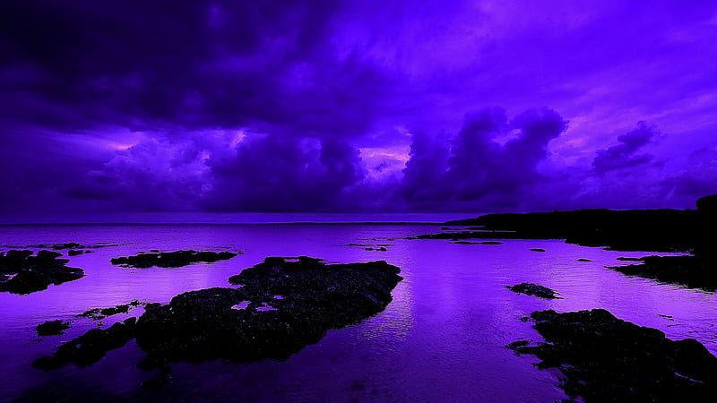 Purple Beach With Cloudy Sky During Sunset Purple, HD wallpaper