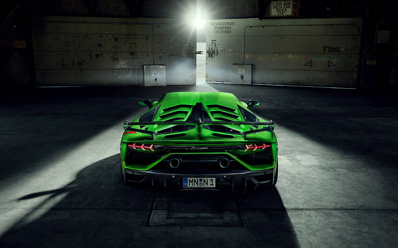 Novitec Lamborghini Aventador SVJ, 2019, exterior, rear, green supercar, tuning Aventador, green Aventador, Italian sports cars, Lamborghini, HD wallpaper