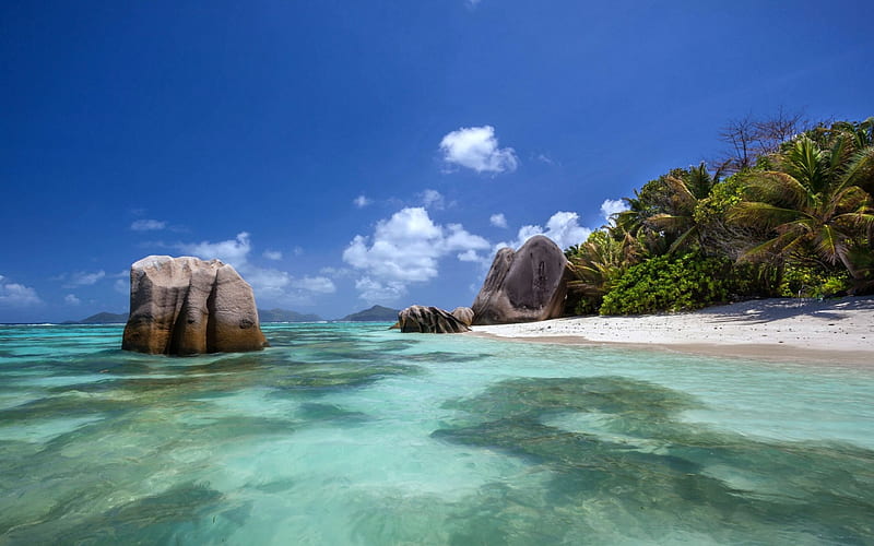 Beach On A Seychelles Island, Beach, Seychelles, Nature, Island, Hd 