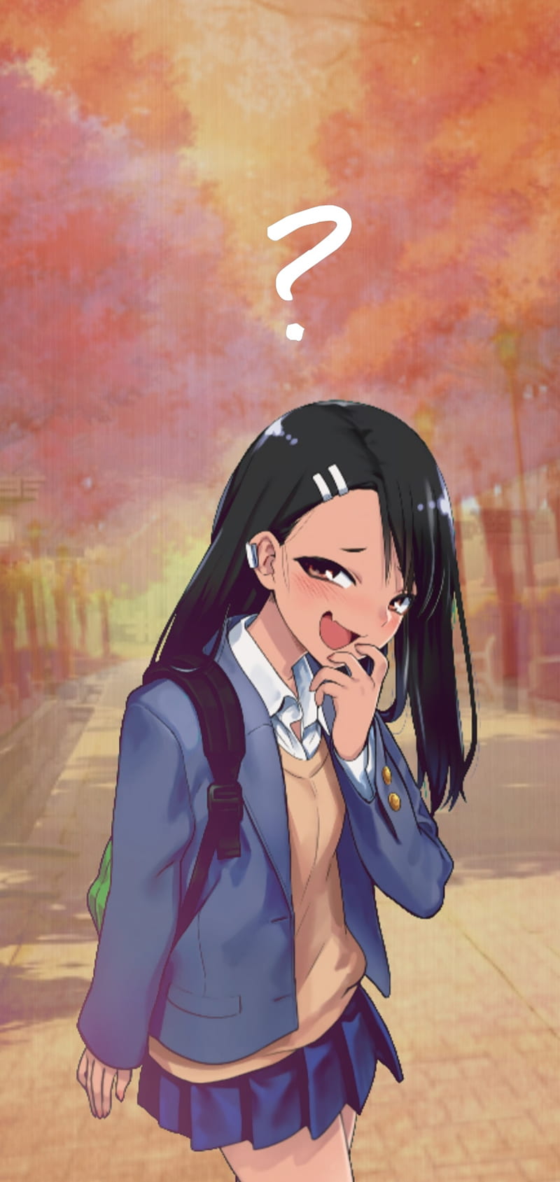 Nagatoro, anime, black hair, girl, sunset, HD phone wallpaper
