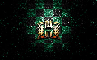 Hawaii Rainbow Warriors, glitter logo, NCAA, green black checkered  background, HD wallpaper | Peakpx