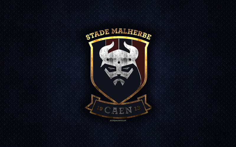 Stade Malherbe Caen, French football club, blue metal texture, metal logo, emblem, Caen, France, Ligue 1, creative art, football, HD wallpaper