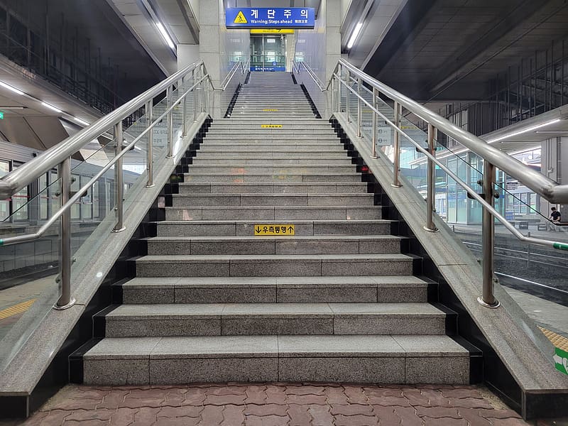Stairs, Railing, Train Station, Stairway, HD wallpaper