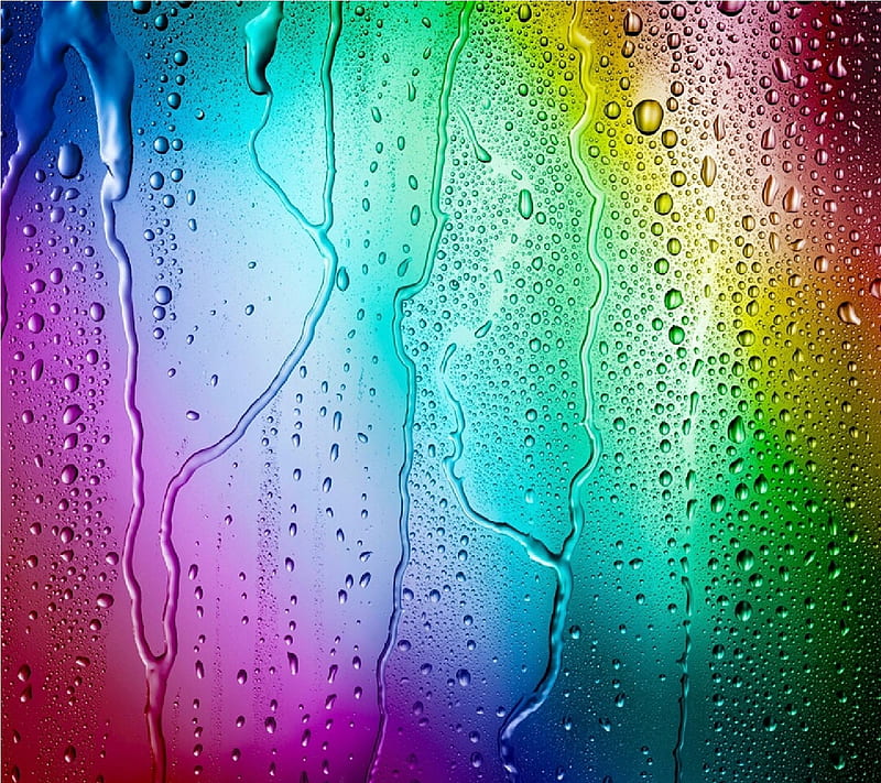 Rainbow Drops, color, colorful, drop, drops, rainbow, walls, water, HD wallpaper