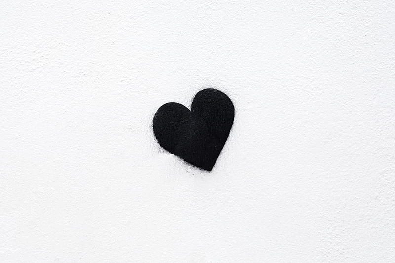 heart, bw, love, black, white, minimalism, HD wallpaper