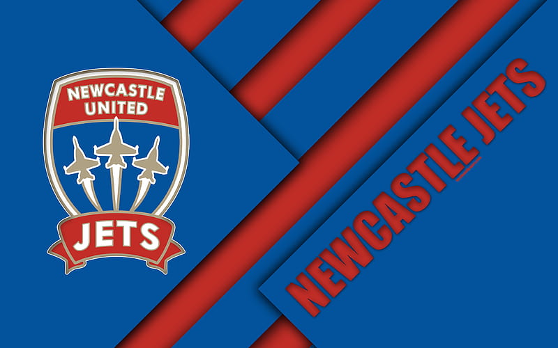 Newcastle Jets FC Australian Football Club, material design, logo, red blue abstraction, A-League, Newcastle, Australia, emblem, football, HD wallpaper