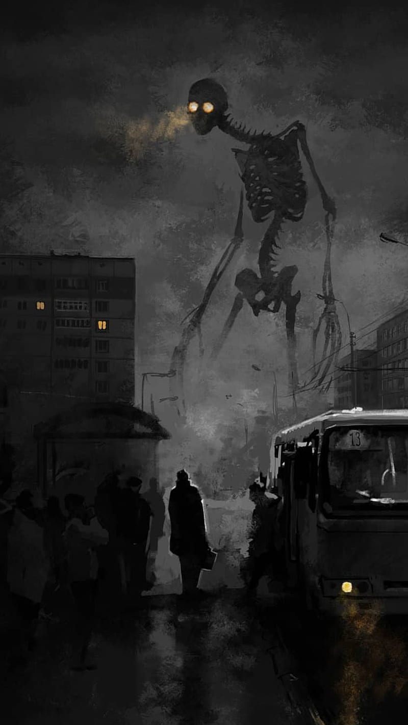 Skull Night, black, bus, bus station, rain, rainy night, skeleton, water, HD phone wallpaper