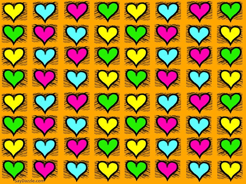 Corazones en multicolor, color, mostaza, corazones, multi, Fondo de pantalla  HD | Peakpx