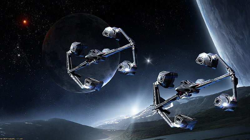 space ship, Alien, Mond, Science Fiction, Raumschiff, Planet, HD wallpaper