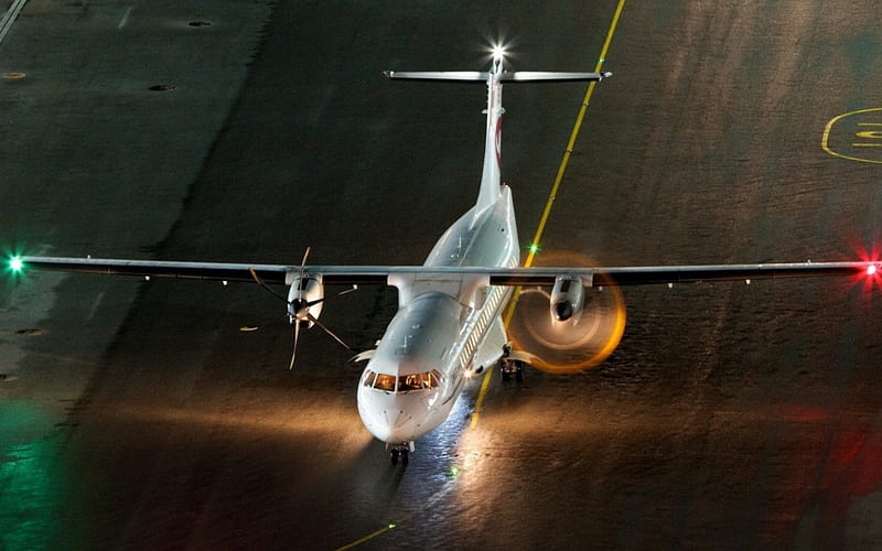 atr-72, runway, strip, landing, airplane, HD wallpaper