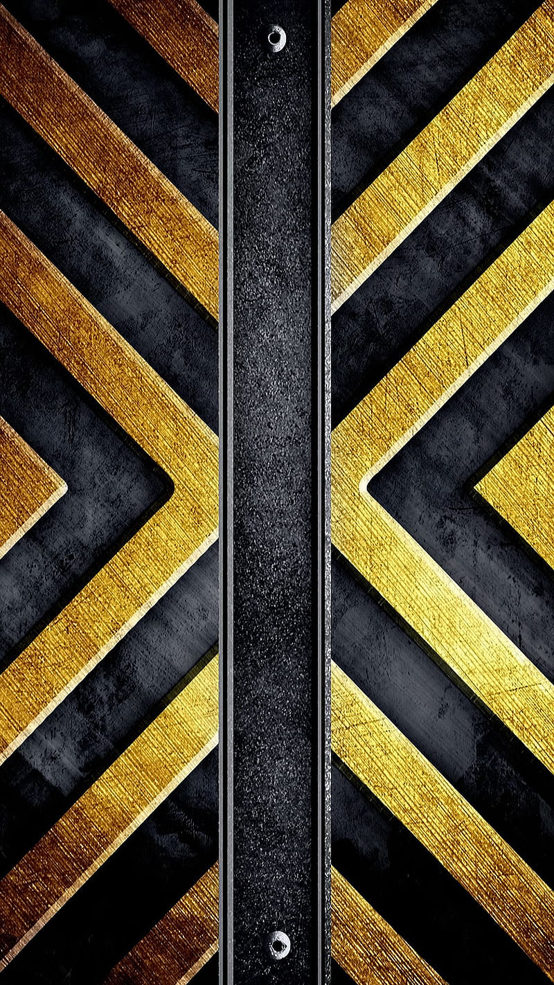 Abstract, black, gold, metal, steel, v shape, yellow, HD phone wallpaper