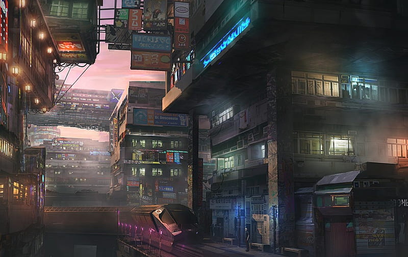 Future Shinjuku, art, shinjuku, japanese, subway, japan, fantasy, city, future, tokyo, HD wallpaper