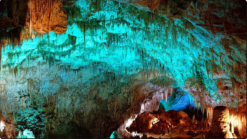 Cave Stalactites in Carlsbad Caverns, Stalactites, Caves, New Meixco, Caverns, Stalagmites, National Parks, Rocks, Nature, HD wallpaper