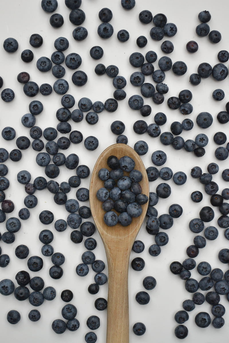 blueberry, berry, spoon, fruit, HD phone wallpaper