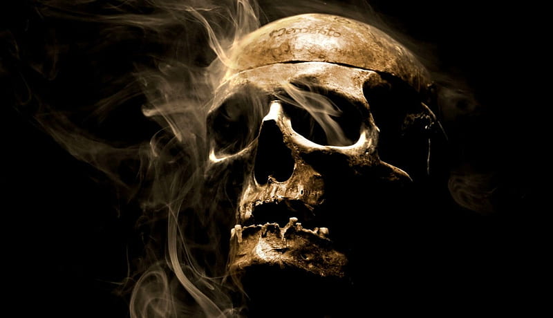 Smoke Skull, smoke, skull, artist, HD wallpaper