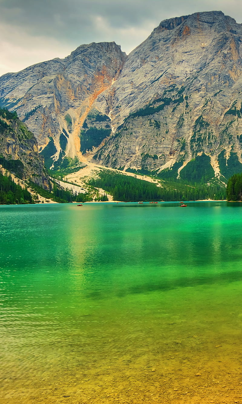 Lake, mountains, nature, view, water, HD phone wallpaper