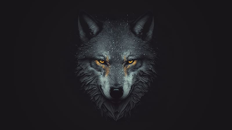 Wolf Digital , wolf, minimalism, minimalist, artist, artwork, digital-art, dark, black, HD wallpaper