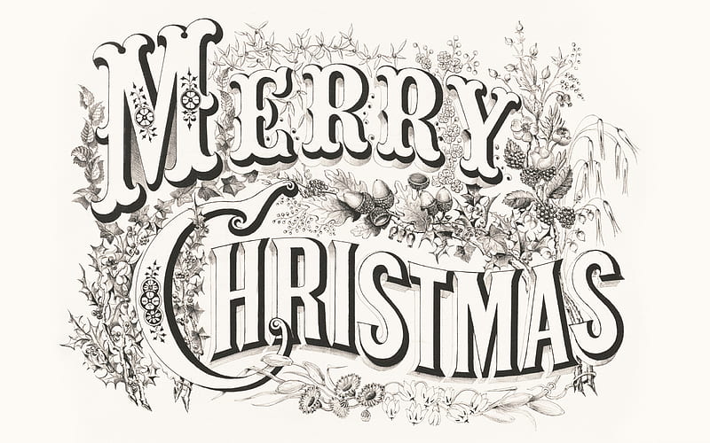 Merry Christmas, typography, ornament, New Year, hand painted, Christmas, HD wallpaper