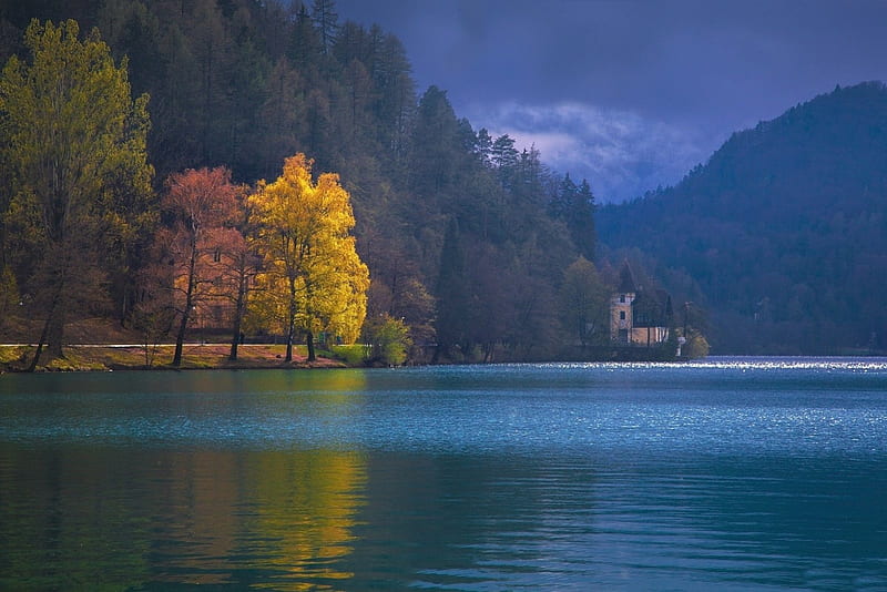 *** The lake and autumn trees ***, jezioro, jesien, nature, drzewa, HD wallpaper
