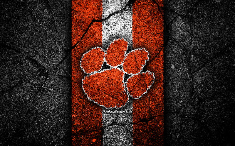 Clemson Tigers american football team NCAA orange white stone USA  asphalt texture HD wallpaper  Peakpx