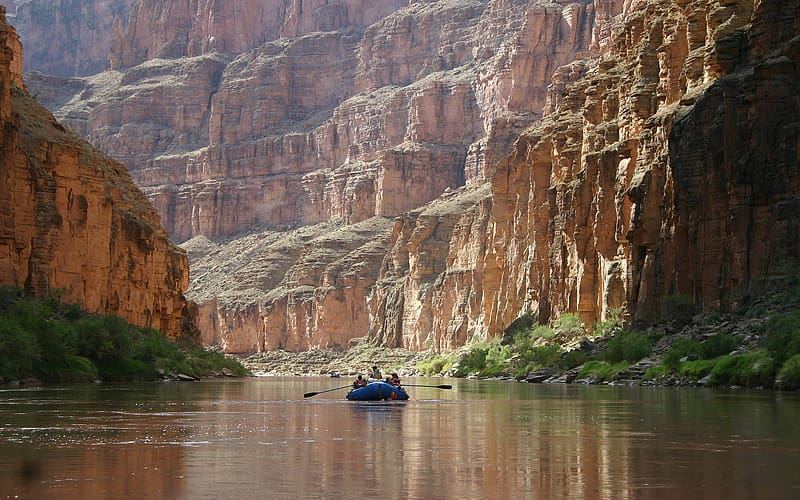 Landscape, People, Desert, Lake, Cliff, Utah, Boat, River, , Raft, Scenic, Glen Canyon, Lake Powell, Rafting, HD wallpaper