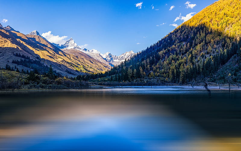 Yamdrok Lake mountains, chinese landmarks, Tibet, China, Asia, HD wallpaper