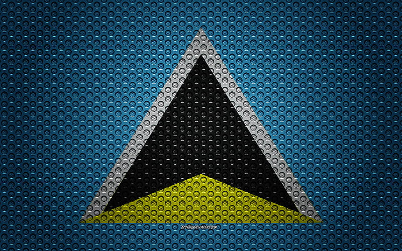 Flag of Saint Lucia creative art, metal mesh texture, Saint Lucia flag, national symbol, metal flag, Saint Lucia, North America, flags of North America countries, HD wallpaper