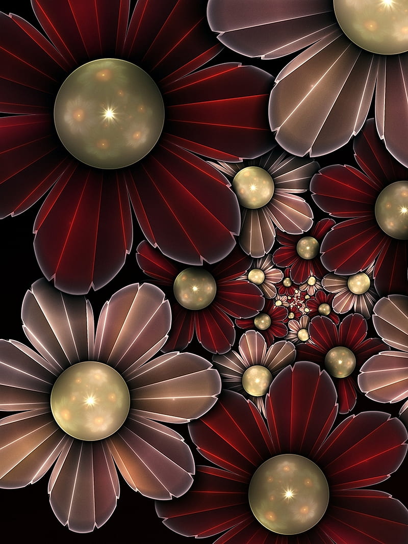 fLOWERS, 3d, background, illusions, nice, HD phone wallpaper