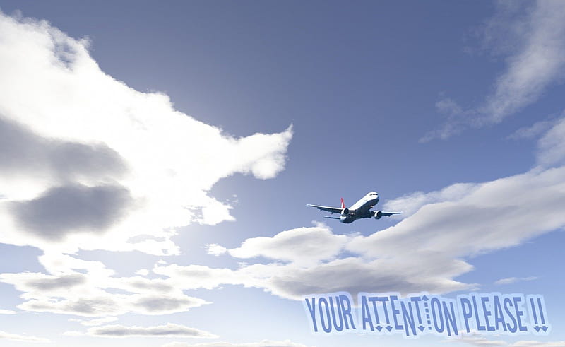 Airplane flight over blue sky, airplane, attention, commercial, clouds, sky, blue, HD wallpaper