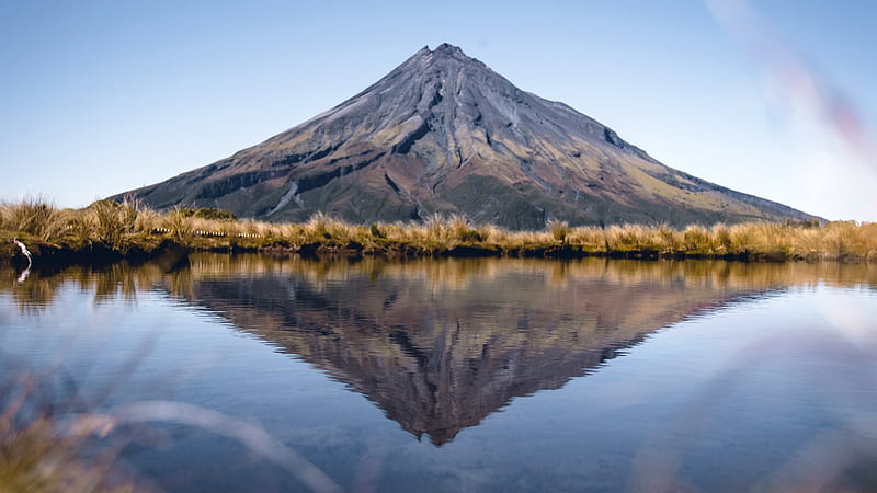 Mount Taranaki, New Zealand, mountain, new zealand, reflection, natue, HD wallpaper