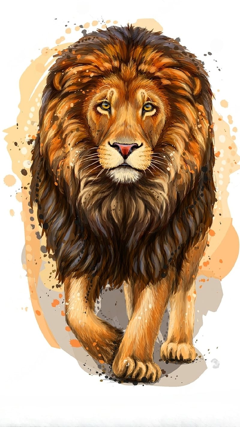 Lion , Art Work, king of the jungle, painting art, HD phone wallpaper