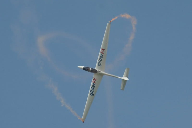 Glider, Sky, Smoke, Thermals, Acrobat, HD wallpaper